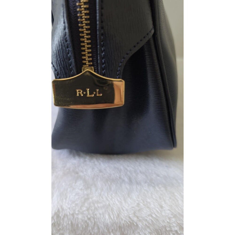 Lauren Ralph Lauren Sloan Street Dome Satchel Blue Textured Leather Old Money - Picture 3 of 14
